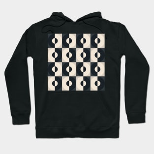 Retro Square and Circle Tile Black and White Hoodie